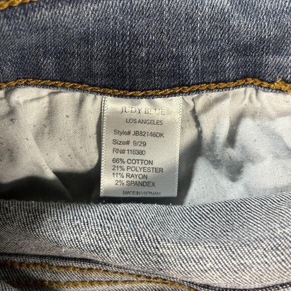 Judy Blue Jeans Womens 9 29 Slim Fit Distressed Ripped Raw Hem Stretch Denim Pan - Picture 7 of 8